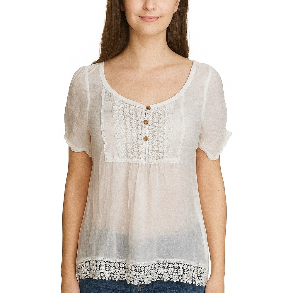 Iris Los Angeles short sleeve, white top,‎ Size S